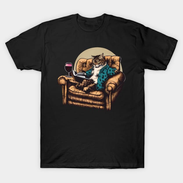 Cat sitting on the sofa T-Shirt by Calisi